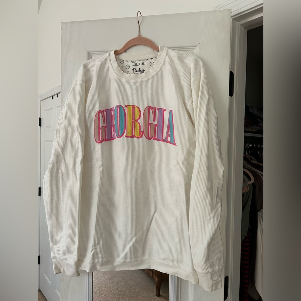 Pressbox Ivory Ribbed Georgia Sweatshirt